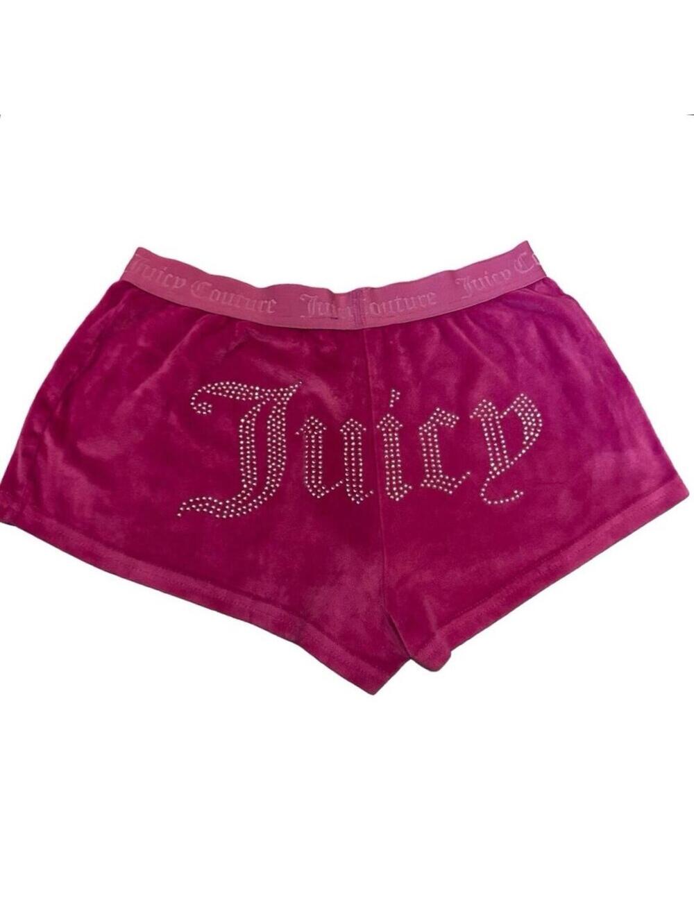 Juicy Couture Women's Velour Sleep Shorts Pink Rhinestone Logo S Small bling